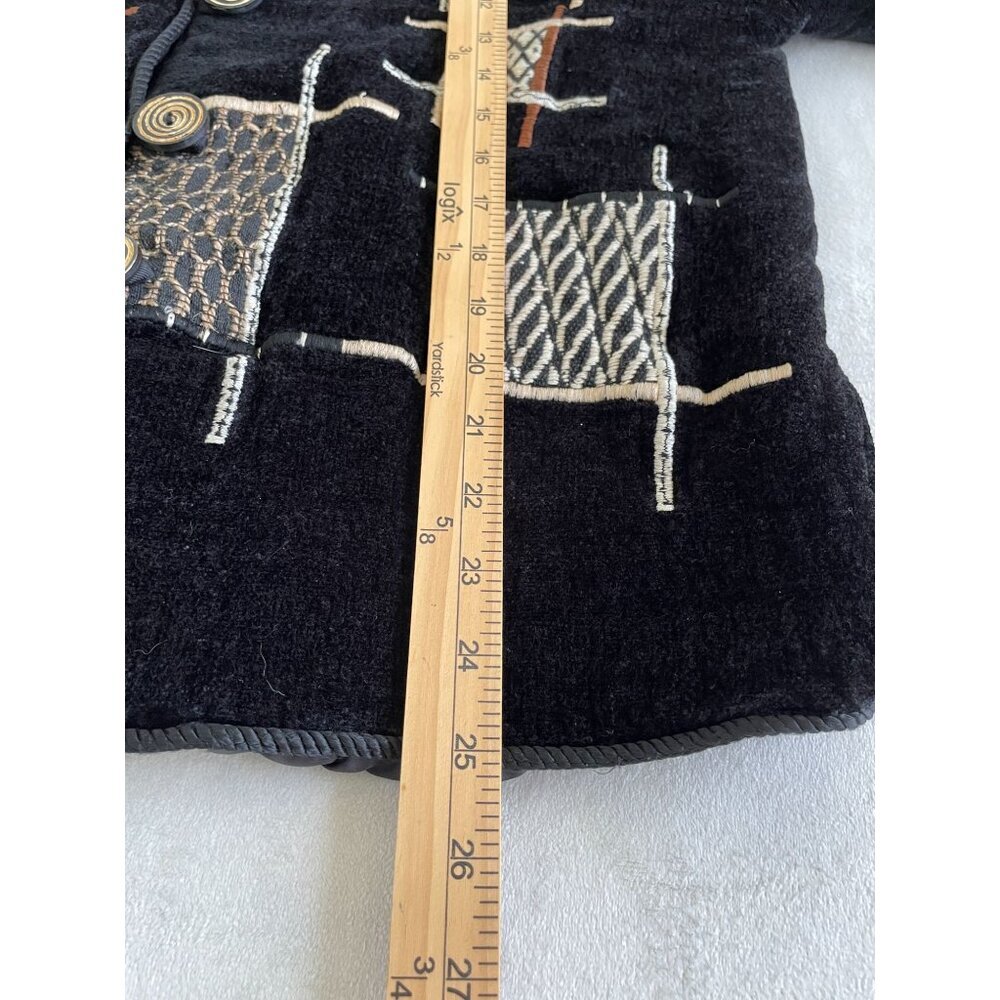 VTG Alex Kim Velvet Blend Button Jacket Abstract Embroidory Design Grandmacore - Picture 5 of 11
